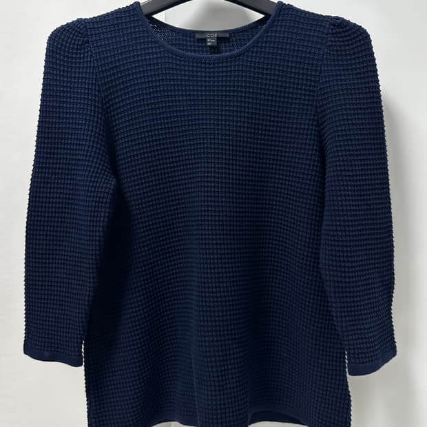 COS 코스 S사이즈 네이비 7부 와플 니트