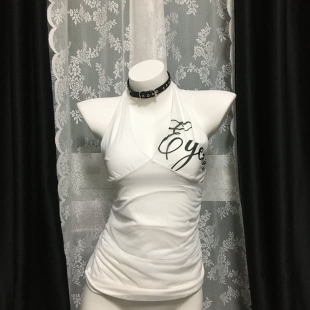EYEER Script Logo Halter Neck Top WH