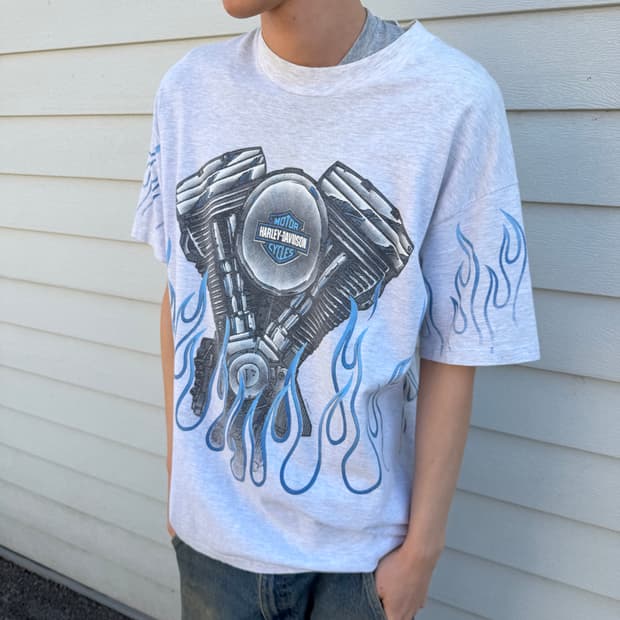 90s Harley Davidson flame t-shirt