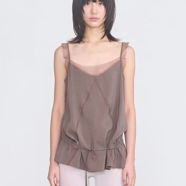 세릭 cerric Sheer Frill Sleeveless _ Brown