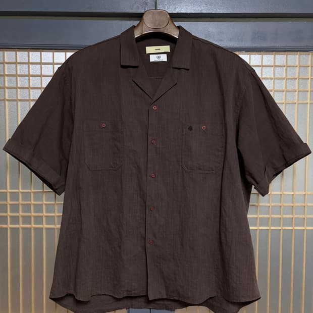 XL)시도SllllDO 오픈카라 린넨 반팔셔츠