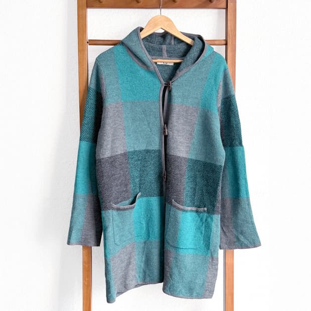 그린포그 체크 후드 코트