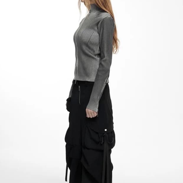 SMUDGE KNIT ZIP-UP (UNISEX) CHARCOAL