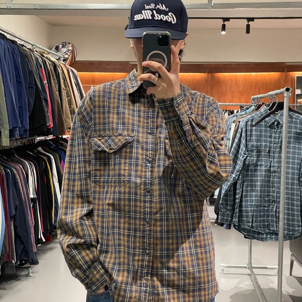 GAP 브라운 체크 셔츠