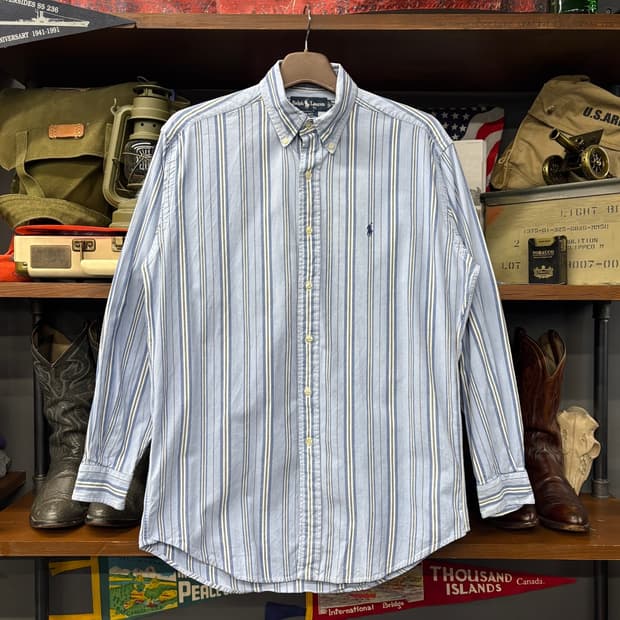 90s 폴로 랄프로렌 쓰리컬러 멀티 스트라이프 옥스포드 셔츠 N331