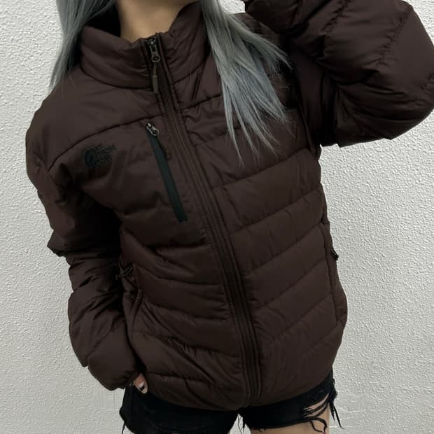 노스페이스 블랙로고 초코맛 경량 패딩 M