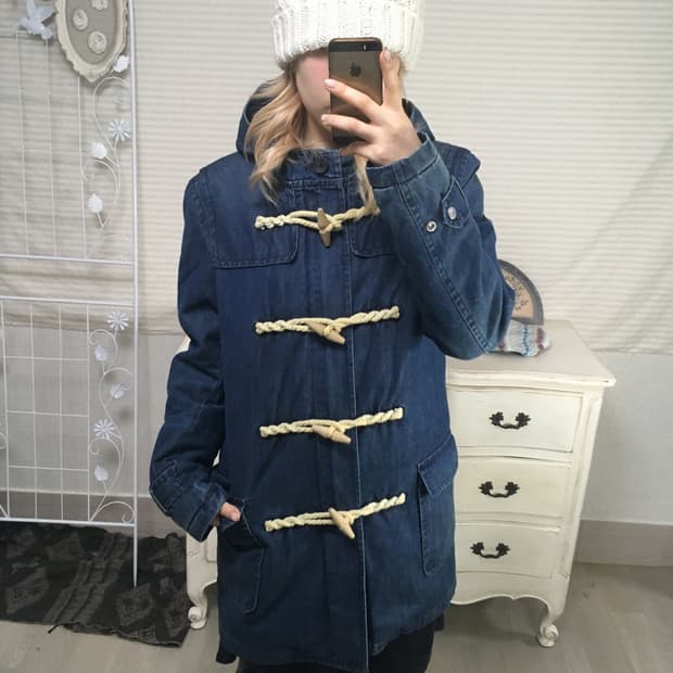 에드윈 데님 더플 후드 패딩