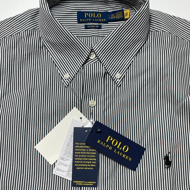 (새제품) polo 폴로 랄프로렌 클래식핏 블랙 스트라이프 셔츠 L