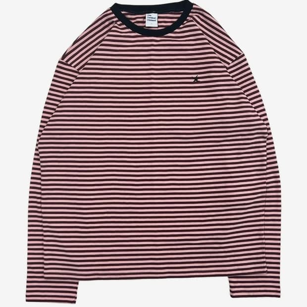 TCM mini logo stripe long sleeve (pink/r