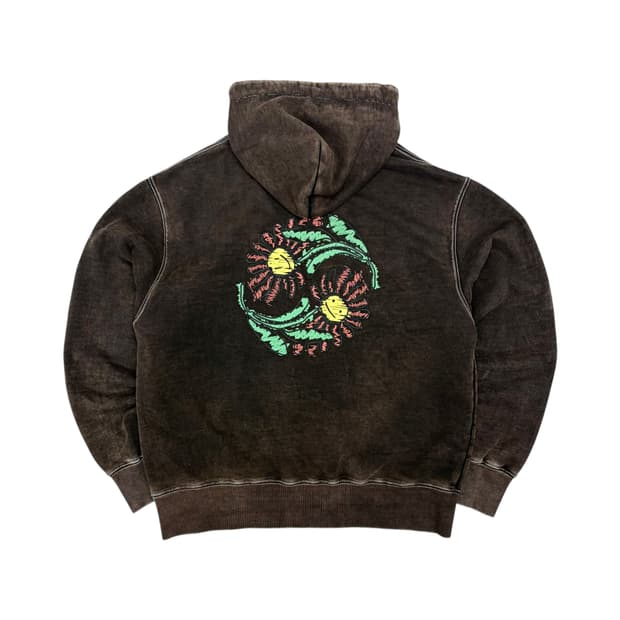 앤더슨벨 플라워 자수 브라운 후드티 XL