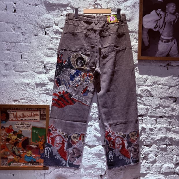 빈티지 백 자수 일제풍 데님팬츠