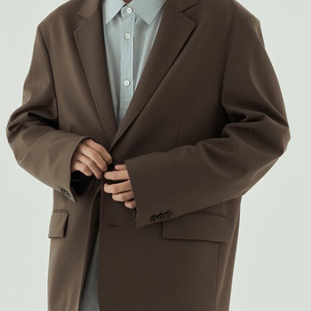 노드아카이브 스테디 울 싱글 자켓 차콜브라운 0