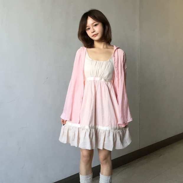Vintage 히메갸루 로걀 하구미 딸기우유 원피스 세트