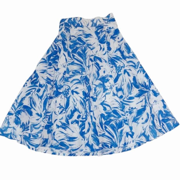 모리걸 블루 페인트 패턴 롱스커트