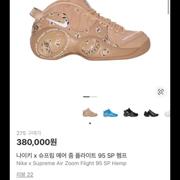 275 나이키 슈프림 에어 줌 플라이트 95 sp 헴프