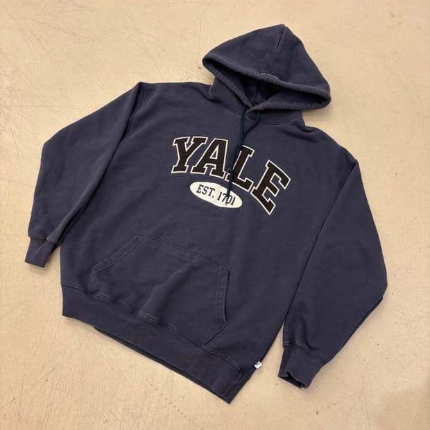 예일 빅로고 네이비 후드티