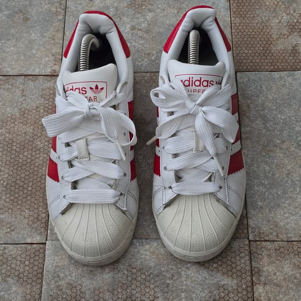 (225)아디다스 슈퍼스타 화이트 스칼렛