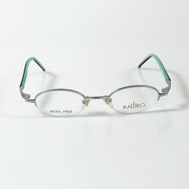90s KALEIDO 실버 오벌 메탈 반무테 빈티지  안경