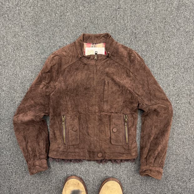 Japanese vintage 여성 브라운 레이스 레이어드 자켓