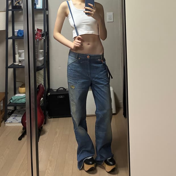 디젤 그런지 서스펜더 백버클 와이드팬츠