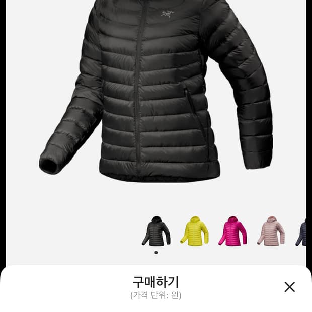 아크테릭스 세륨 경량패딩 S