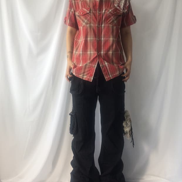 Printing point check pattern shirt