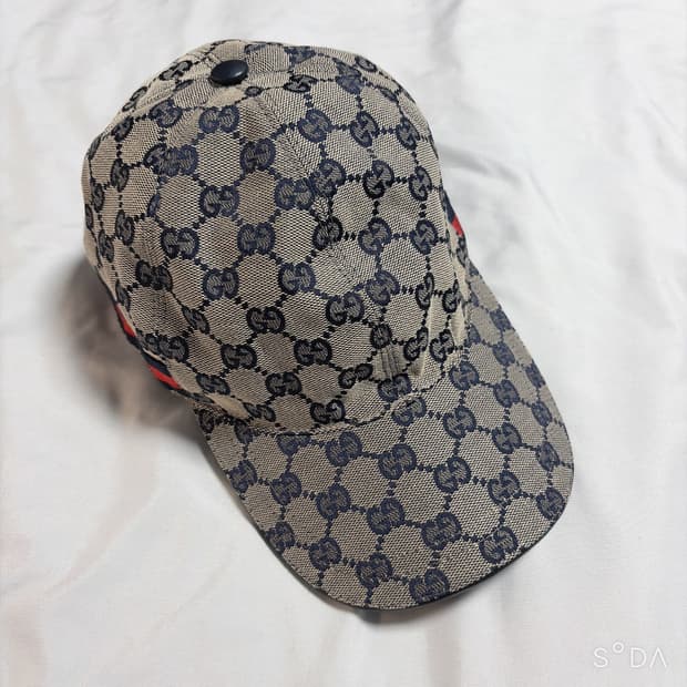 구찌 GG 네이비 패턴 볼캡 모자 L