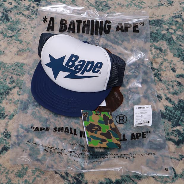 Bape 베이프 베이프스타 로고 메쉬캡 네이비 새상품