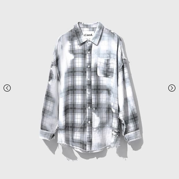 Cord 그런지 워싱 DTP 체크 셔츠 [L]