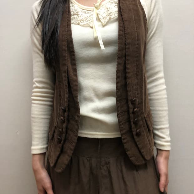 빈티지 브라운 코듀로이 버튼 베스트