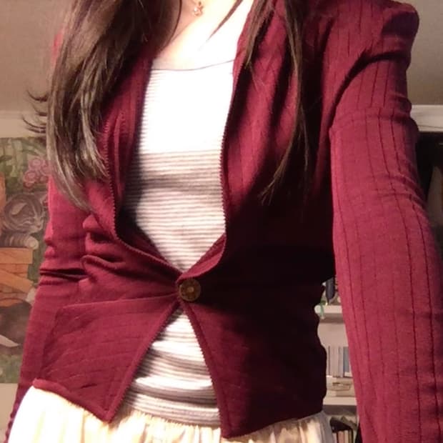 John Galliano burgundy ruched cardigan