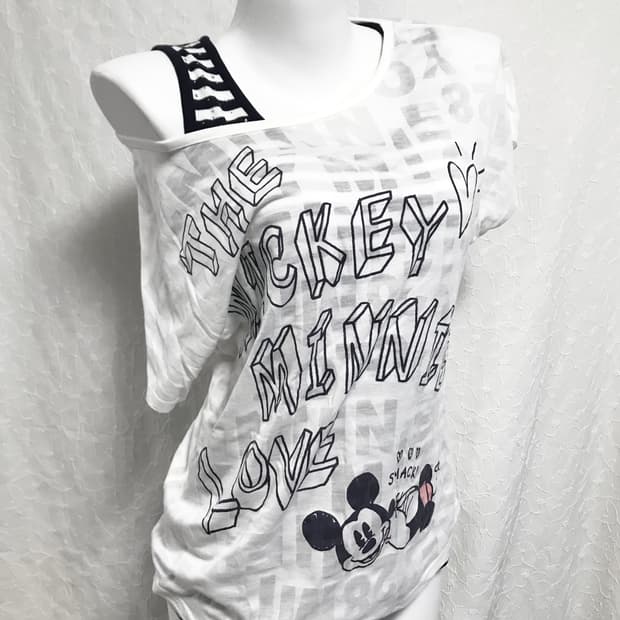 빈티지 니혼진 너드 미키마우스 레이어드 반팔 탑 세트