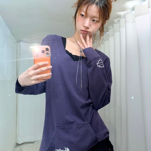 (상의 세트) 할리데이비슨 퍼플 포켓 롱슬리브 + 레이스 롱 나시