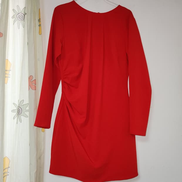 H&M 레드 셔링 롱 원피스 165/96A