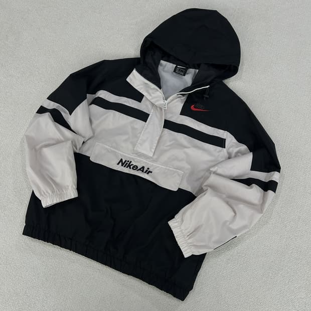 나이키 에어 블랙/화이트 아노락 후드 바람막이 L