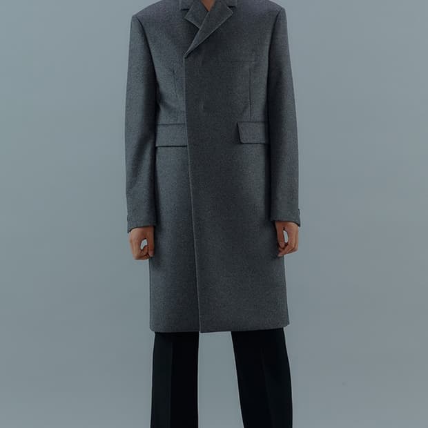 구민성 히든버튼 더블 코트 챠콜그레이 S