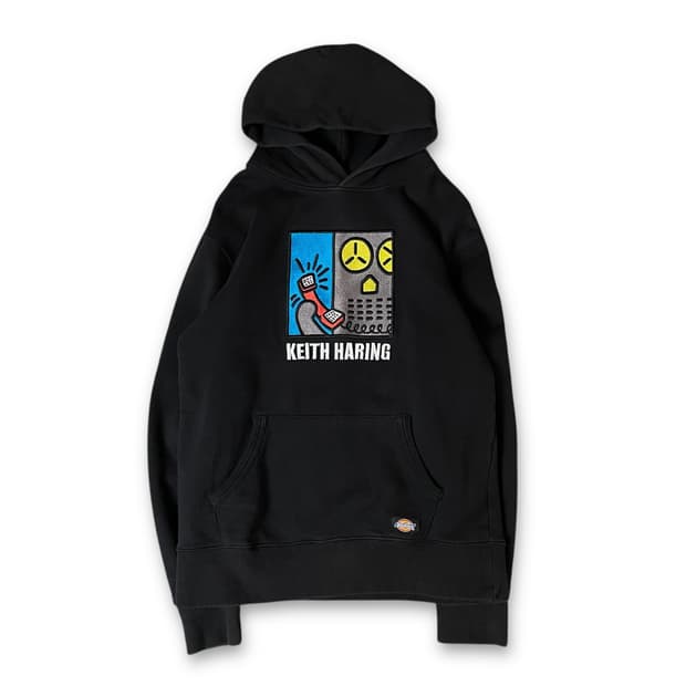 디키즈 블랙 자수 포인트 후드티 L