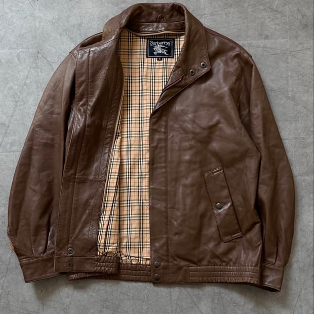 Burberry 버버리 90’s 브라운 레더 헤링턴 자켓