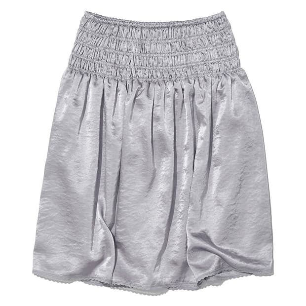 LACE TRIM SMOCKED MIDI SKIRT_GREY