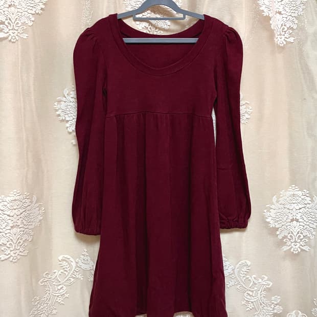 와인 벌룬 미니 원피스