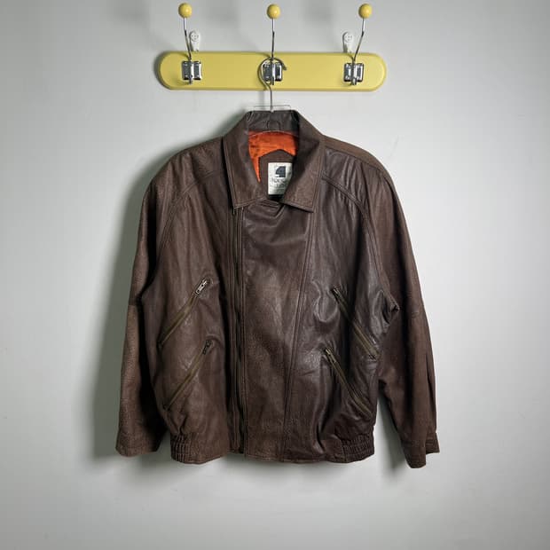 Tokyo Leather 브라운 가죽 봄버 자켓 M