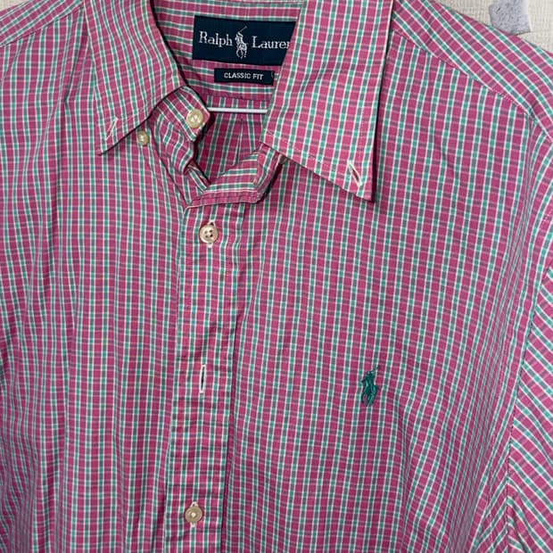 폴로 핑크민트 체크 셔츠
