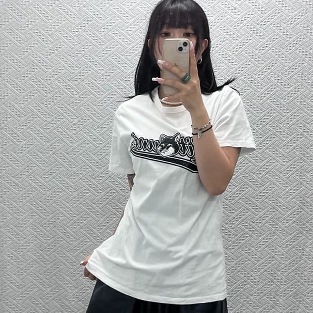 메종 키츠네 빈티지 캐주얼 폭스레터링 반팔티 L C13814