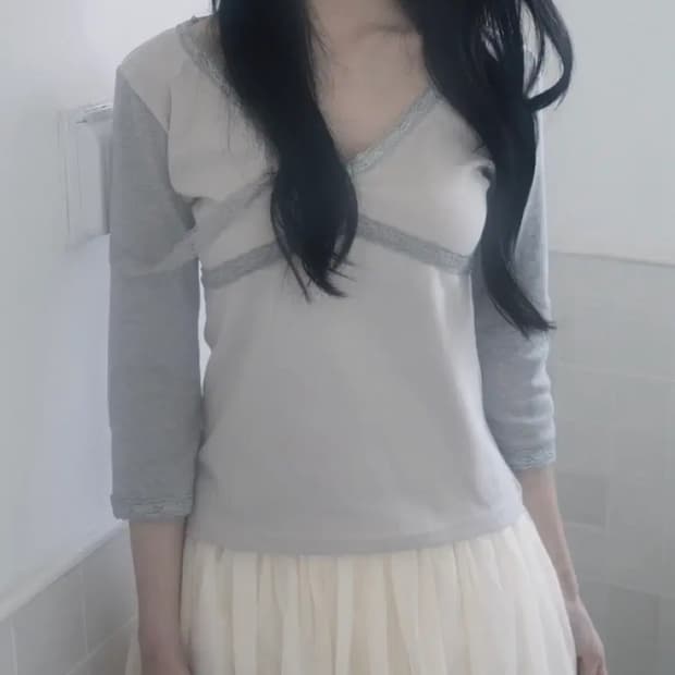 인앤양인하모니 lace top 그레이