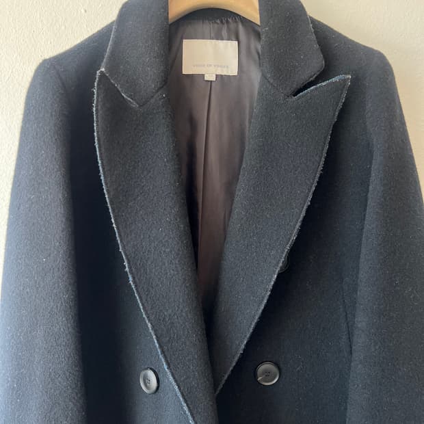 보브 VOV 여성 블랙 오픈더블코트 울코트