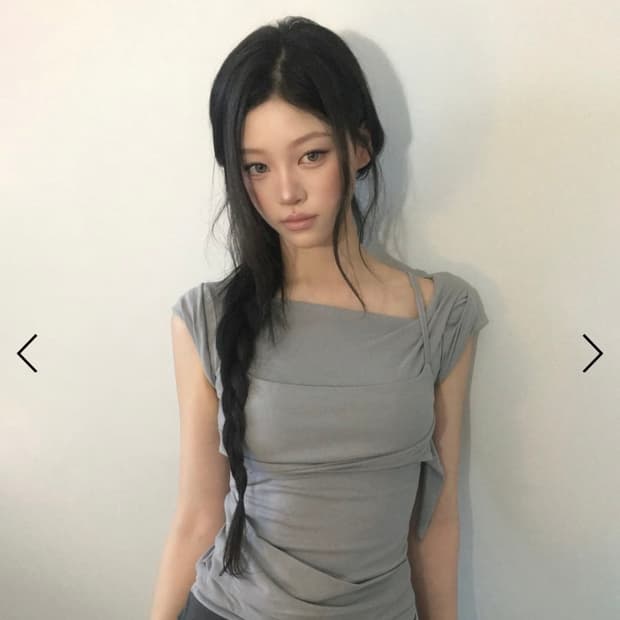 Layered Bustier T-Shirt (FL-108_Gray)