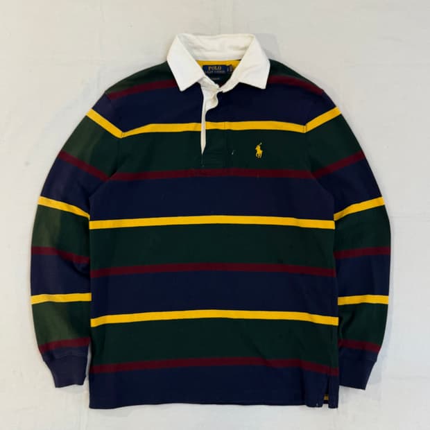 폴로 랄프로렌 최신형 스트라이프 럭비 롱슬리브 카라티