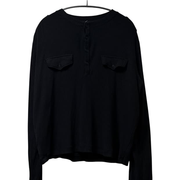 노이어 리브드 헨리넥 롱 슬리브 티셔츠 다크그레이 48