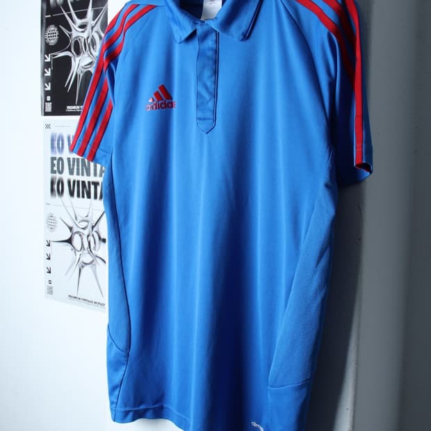 (L-XL) 아디다스 반팔 카라 티셔츠 기능성 블루 삼선-H30974