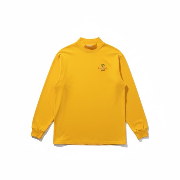 빈티지 미국생산 노란색 모크넥 싱글스티치 롱슬리브 L